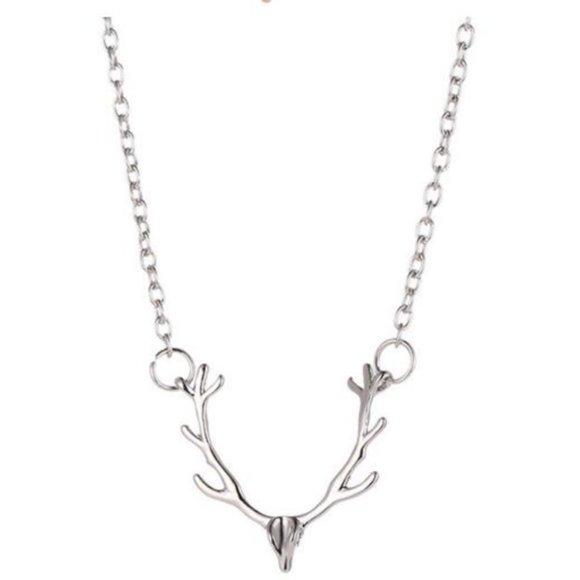Elk Deer Antlers Necklace (Silver) - Picture 2 of 6